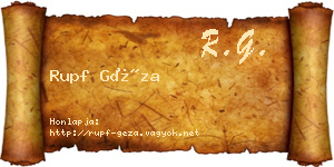Rupf Géza névjegykártya